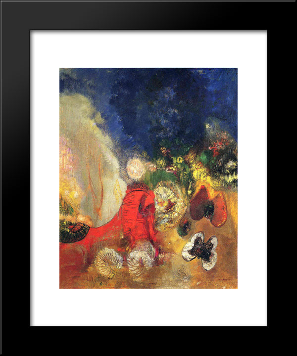 The Red Sphinx 20x24 Black Modern Wood Framed Art Print Poster by Redon, Odilon