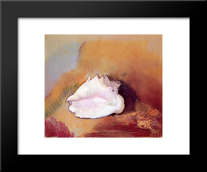 The Seashell 20x24 Black Modern Wood Framed Art Print Poster by Redon, Odilon