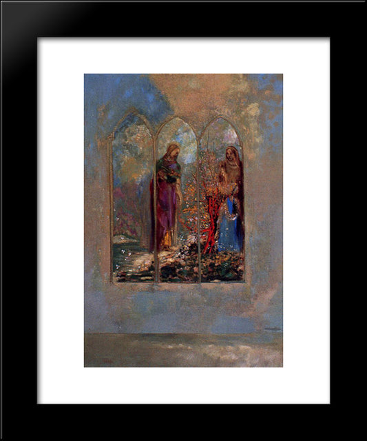 The Window 20x24 Black Modern Wood Framed Art Print Poster by Redon, Odilon