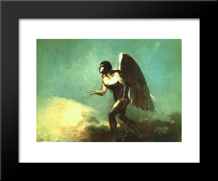 The Winged Man (The Fallen Angel) 20x24 Black Modern Wood Framed Art Print Poster by Redon, Odilon