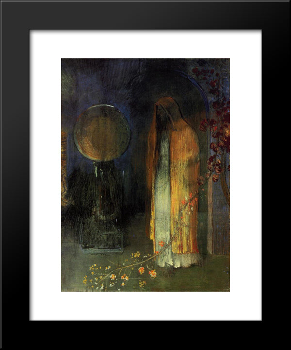 The Yellow Cape 20x24 Black Modern Wood Framed Art Print Poster by Redon, Odilon