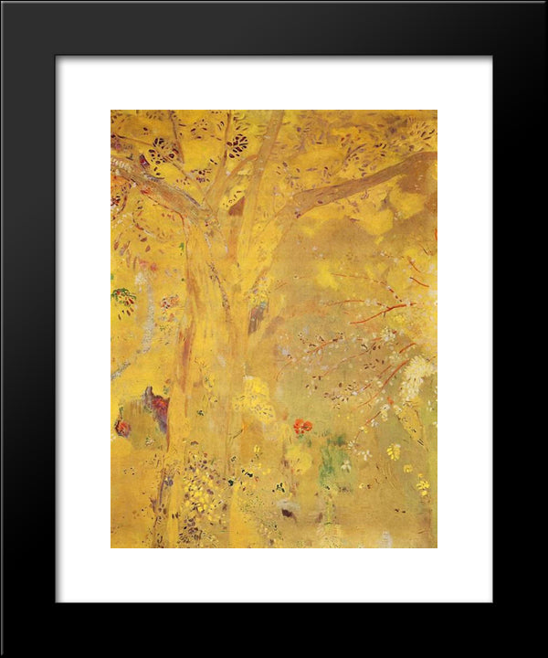 Tree Against A Yellow Background 20x24 Black Modern Wood Framed Art Print Poster by Redon, Odilon