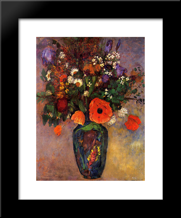 Vase De Fleurs 20x24 Black Modern Wood Framed Art Print Poster by Redon, Odilon