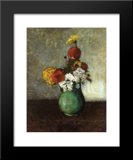 Vase Of Flowers 20x24 Black Modern Wood Framed Art Print Poster by Redon, Odilon