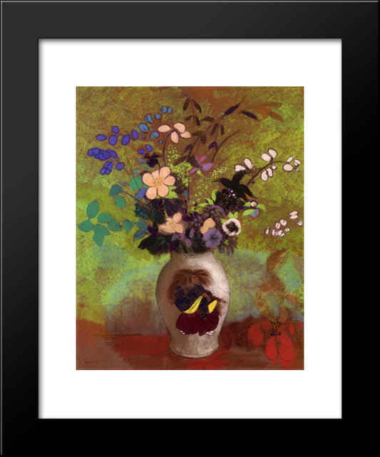 Vase With Japanese Warrior 20x24 Black Modern Wood Framed Art Print Poster by Redon, Odilon