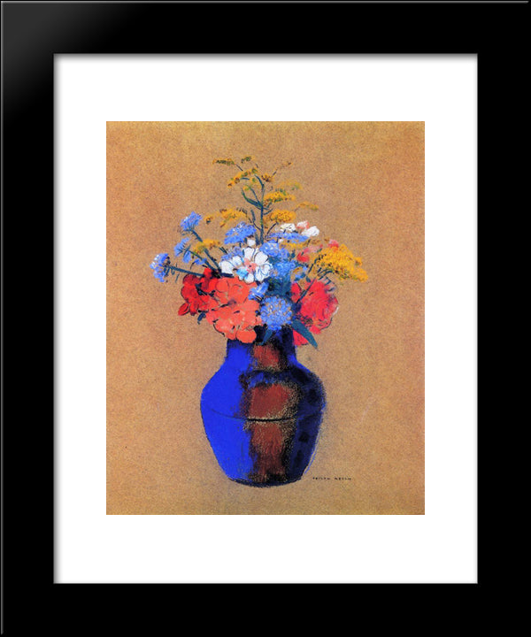 Wild Flowers In A Vase 20x24 Black Modern Wood Framed Art Print Poster by Redon, Odilon