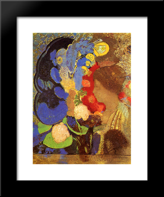 Woman Among The Flowers 20x24 Black Modern Wood Framed Art Print Poster by Redon, Odilon