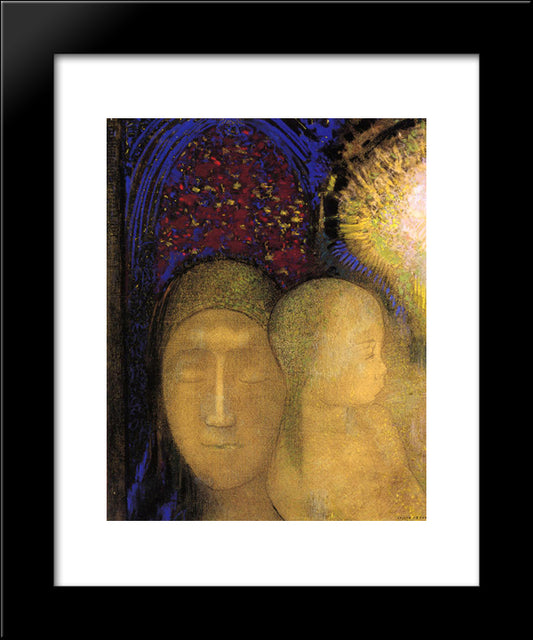 Woman And Child Against A Stained Glass Background 20x24 Black Modern Wood Framed Art Print Poster by Redon, Odilon