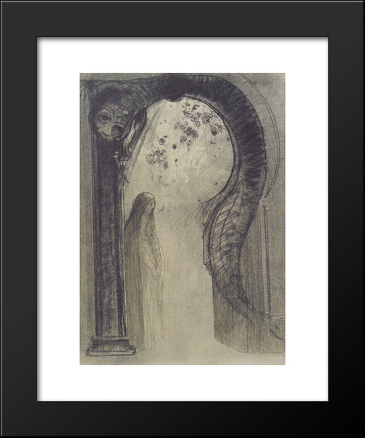 Woman And Serpent 20x24 Black Modern Wood Framed Art Print Poster by Redon, Odilon
