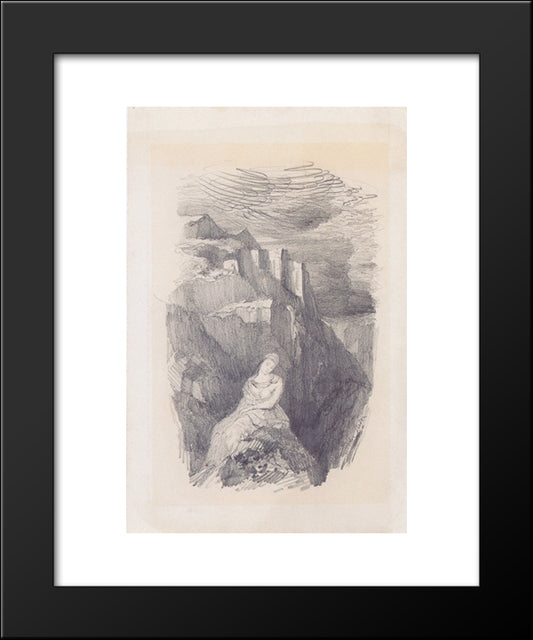 Woman And The Mountain Landscape 20x24 Black Modern Wood Framed Art Print Poster by Redon, Odilon