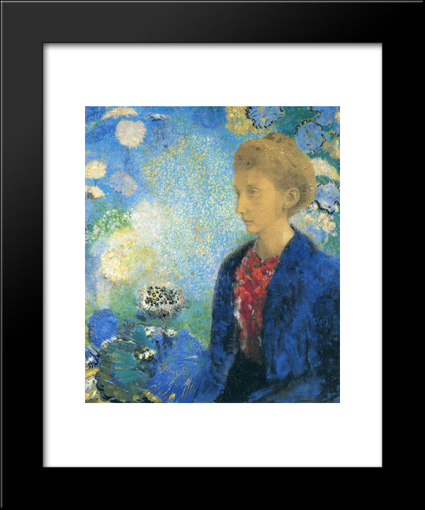 Woman In Profile Under A Gothic Arch 20x24 Black Modern Wood Framed Art Print Poster by Redon, Odilon