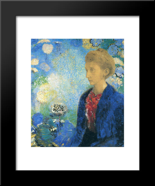 Woman In Profile Under A Gothic Arch 20x24 Black Modern Wood Framed Art Print Poster by Redon, Odilon