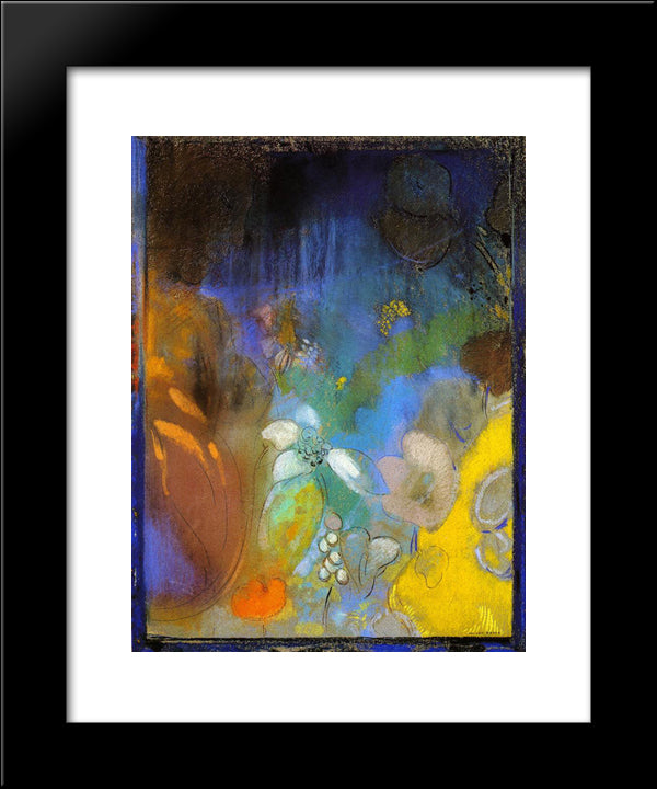 Woman In Profile With Flowers 20x24 Black Modern Wood Framed Art Print Poster by Redon, Odilon
