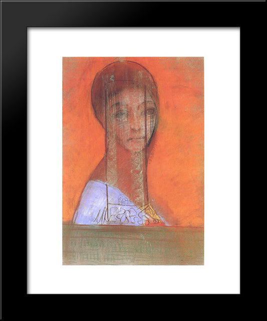 Woman With Veil 20x24 Black Modern Wood Framed Art Print Poster by Redon, Odilon