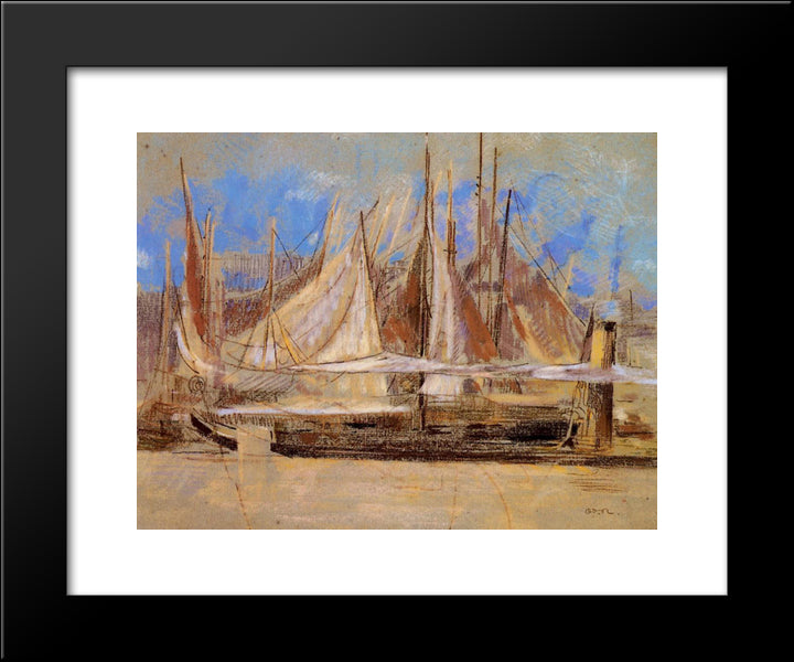 Yachts At Royan 20x24 Black Modern Wood Framed Art Print Poster by Redon, Odilon