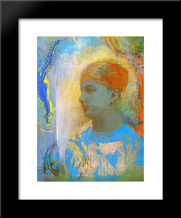Young Girl Facing Left 20x24 Black Modern Wood Framed Art Print Poster by Redon, Odilon