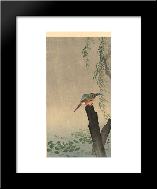 Kingfisher 20x24 Black Modern Wood Framed Art Print Poster by Koson, Ohara
