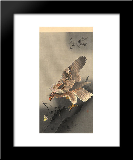 Swooping Eagle 20x24 Black Modern Wood Framed Art Print Poster by Koson, Ohara