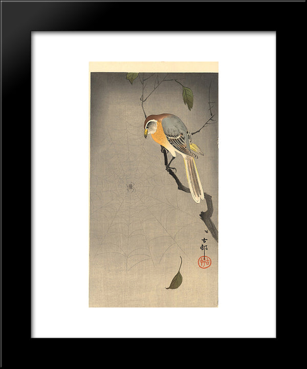 The Spiderweb 20x24 Black Modern Wood Framed Art Print Poster by Koson, Ohara