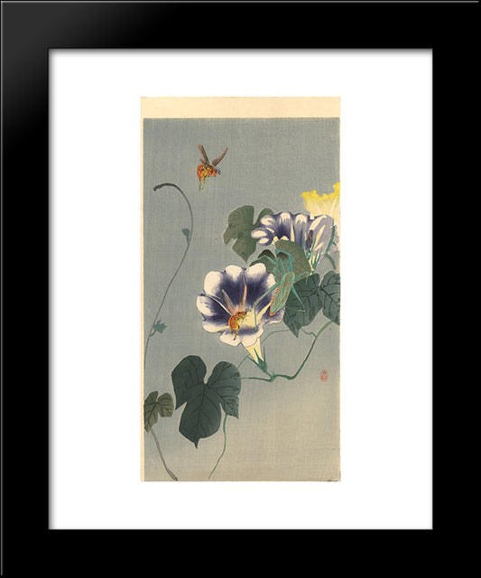 Wasps And Praying Mantis 20x24 Black Modern Wood Framed Art Print Poster by Koson, Ohara