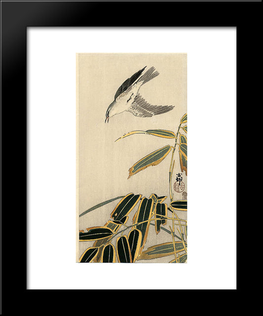 Wheater And Bamboo 20x24 Black Modern Wood Framed Art Print Poster by Koson, Ohara