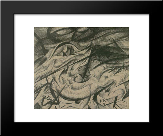 Fire In Kiev 20x24 Black Modern Wood Framed Art Print Poster by Bogomazov, Oleksandr