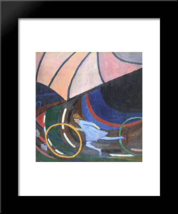 Girl With A Hoop 20x24 Black Modern Wood Framed Art Print Poster by Bogomazov, Oleksandr