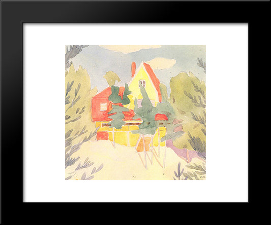 Landscape With The House With Red Roof 20x24 Black Modern Wood Framed Art Print Poster by Bogomazov, Oleksandr