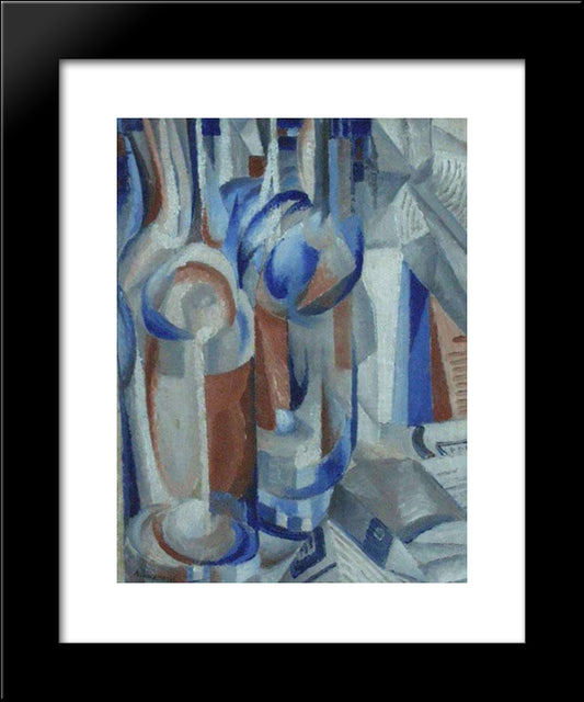 Still Life. Bottles. 20x24 Black Modern Wood Framed Art Print Poster by Bogomazov, Oleksandr