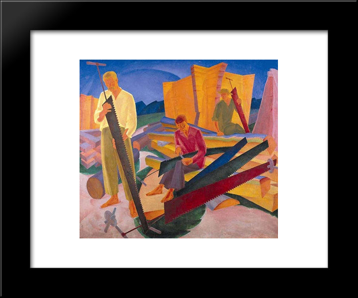 Tuning Saws 20x24 Black Modern Wood Framed Art Print Poster by Bogomazov, Oleksandr