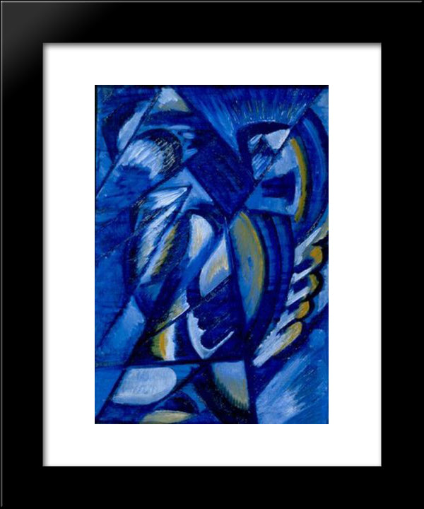 Blue On Tin 20x24 Black Modern Wood Framed Art Print Poster by Rozanova, Olga