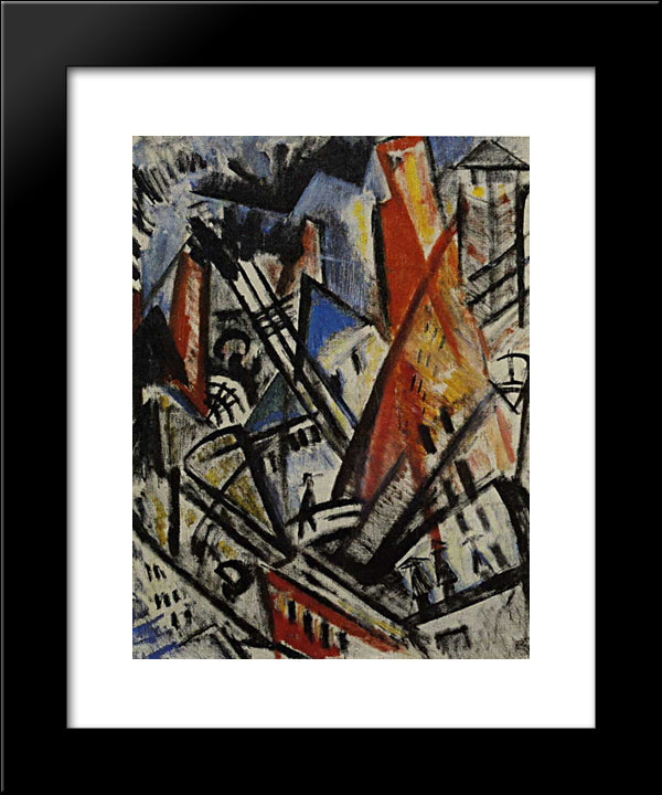 City 20x24 Black Modern Wood Framed Art Print Poster by Rozanova, Olga