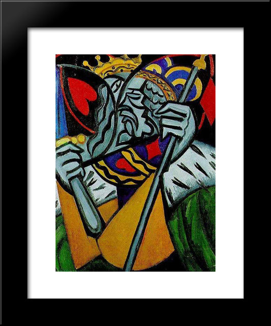 Simultaneous Representation Of A King Of Hearts And A King Of Diamonds 20x24 Black Modern Wood Framed Art Print Poster by Rozanova, Olga