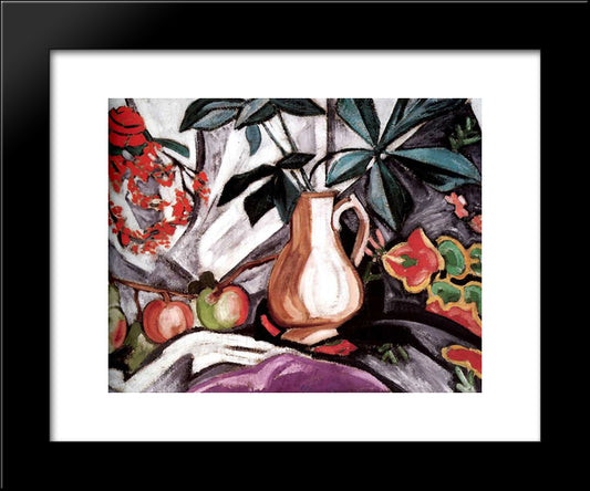 Still Life With Peatcher And Apples 20x24 Black Modern Wood Framed Art Print Poster by Rozanova, Olga