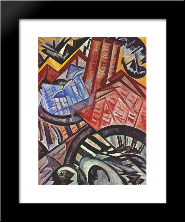 The Factory And The Bridge 20x24 Black Modern Wood Framed Art Print Poster by Rozanova, Olga
