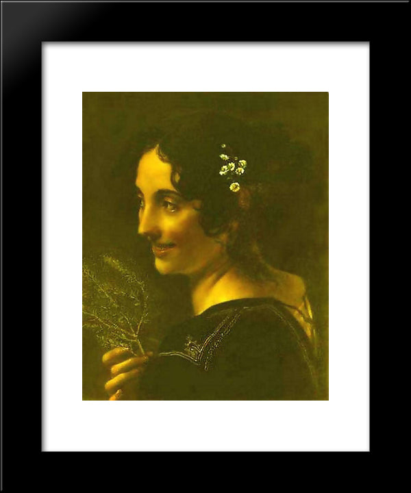 A Gypsy With A Branch Of Myrtle 20x24 Black Modern Wood Framed Art Print Poster by Kiprensky, Orest