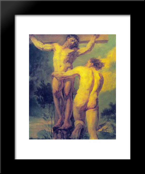 Crucifixion. Etude Of Two Sitters 20x24 Black Modern Wood Framed Art Print Poster by Kiprensky, Orest