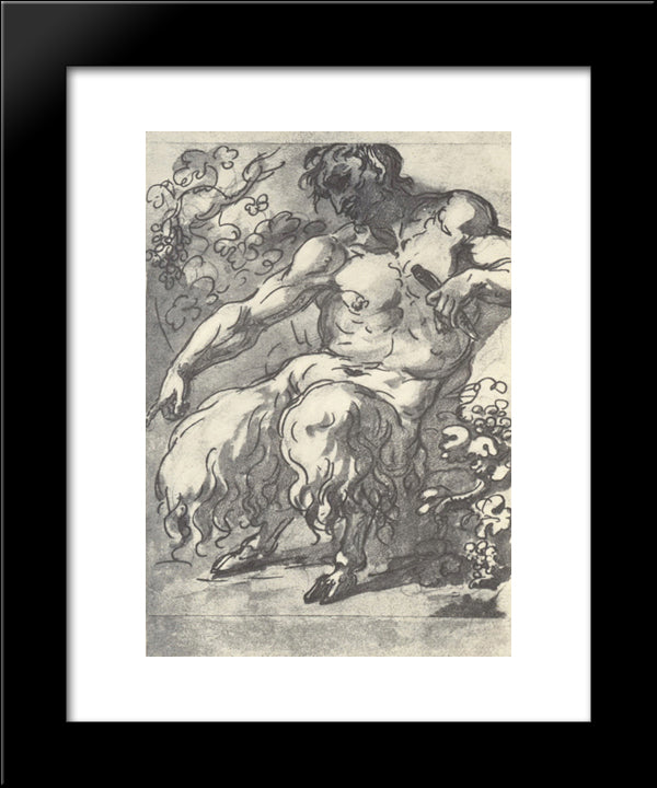 Faun With A Pipe 20x24 Black Modern Wood Framed Art Print Poster by Kiprensky, Orest