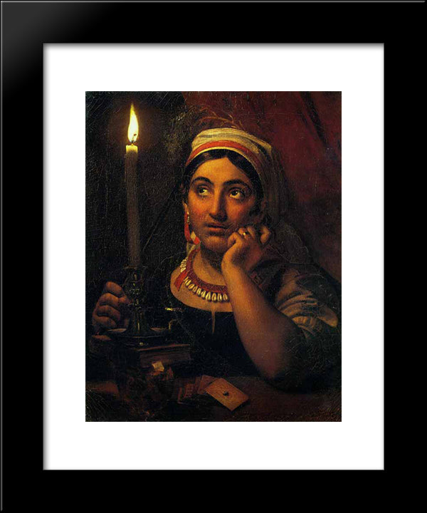 Fortune-Teller With A Candle 20x24 Black Modern Wood Framed Art Print Poster by Kiprensky, Orest