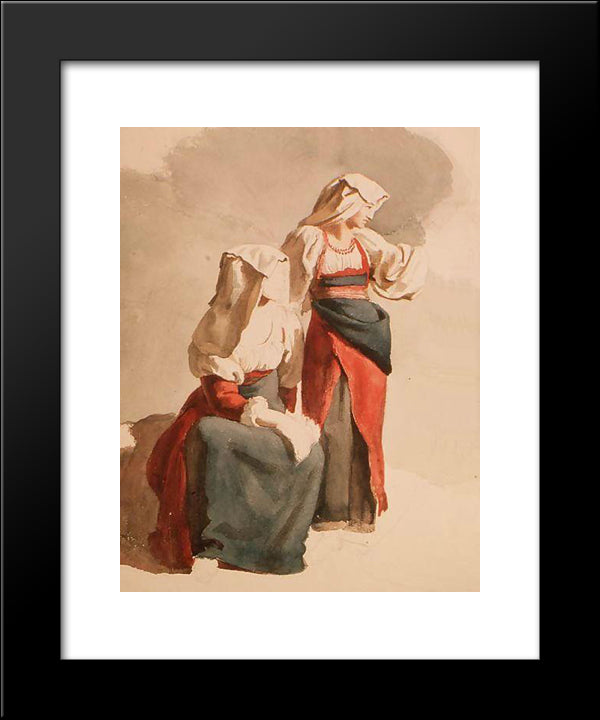 Italian Peasant Girls 20x24 Black Modern Wood Framed Art Print Poster by Kiprensky, Orest