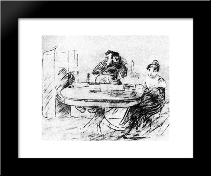 Ivan Krylov And Anna Fuhrman In The Living Room 20x24 Black Modern Wood Framed Art Print Poster by Kiprensky, Orest