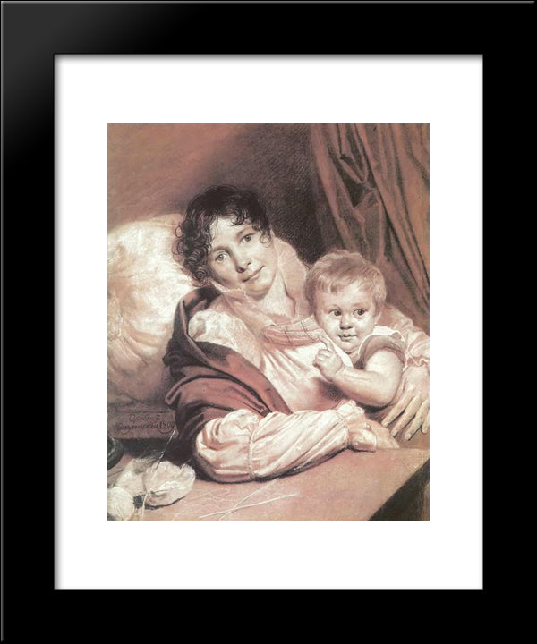Mother And Child 20x24 Black Modern Wood Framed Art Print Poster by Kiprensky, Orest