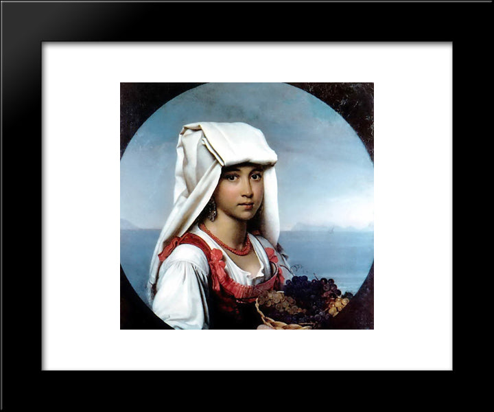 Neapolitan Girl With The Fruits 20x24 Black Modern Wood Framed Art Print Poster by Kiprensky, Orest