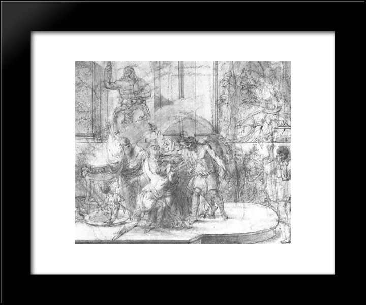 Pagan Priests Killing The First Kiev Christians In The Temple Of Perun 20x24 Black Modern Wood Framed Art Print Poster by Kiprensky, Orest