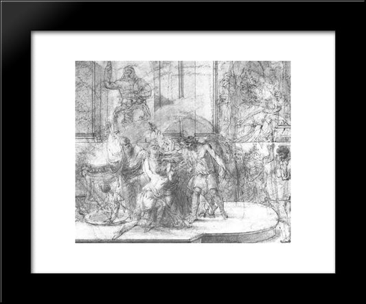 Pagan Priests Killing The First Kiev Christians In The Temple Of Perun 20x24 Black Modern Wood Framed Art Print Poster by Kiprensky, Orest