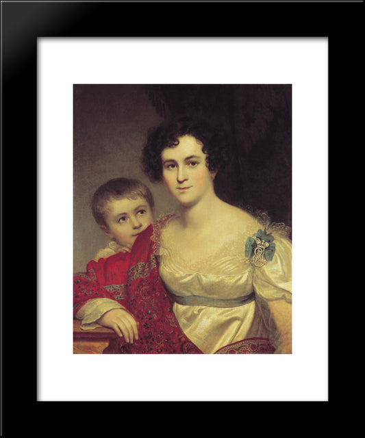 Portrait Of A. I. Molchanova With Daughter 20x24 Black Modern Wood Framed Art Print Poster by Kiprensky, Orest