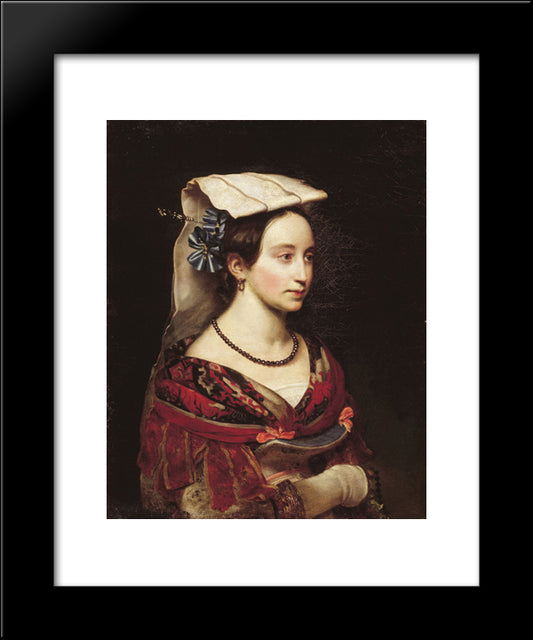 Portrait Of A. O. Smirnova 20x24 Black Modern Wood Framed Art Print Poster by Kiprensky, Orest