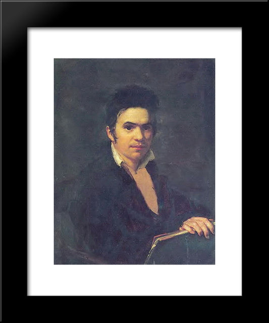 Portrait Of A. Schwalbe 20x24 Black Modern Wood Framed Art Print Poster by Kiprensky, Orest