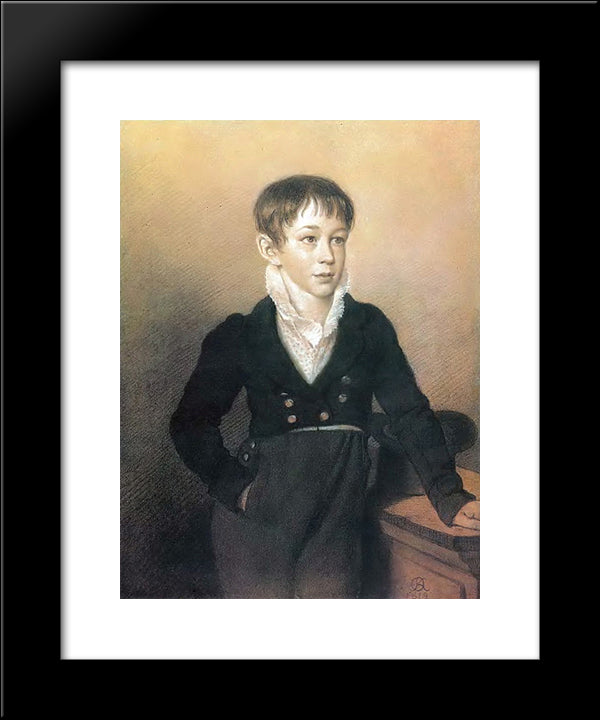 Portrait Of A Boy 20x24 Black Modern Wood Framed Art Print Poster by Kiprensky, Orest