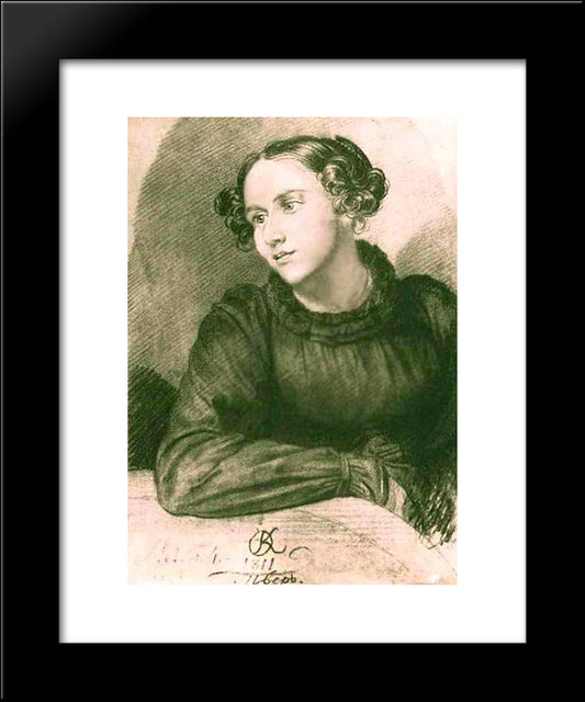 Portrait Of An Unknown Woman 20x24 Black Modern Wood Framed Art Print Poster by Kiprensky, Orest